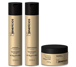 Acquaflora 15 Benefícios Ácido Hialurônico - Kit Shampoo Condicionador e Máscara