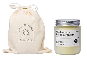 Pavio Vela - Kit Vela Chá Branco e Flor Laranjeira + Saquinho