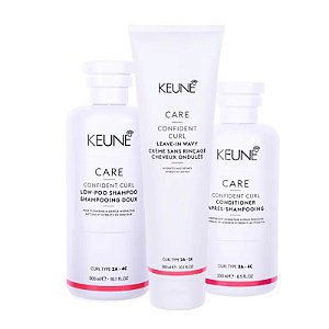 Keune Confident Curl - Kit Shampoo Condicionador e Leave-in Wavy Cabelos Ondulados