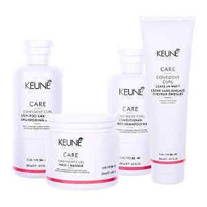 Keune Confident Curl - Kit Shampoo Condicionador Máscara e Leave-in Wavy Cabelos Ondulados