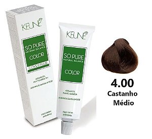 Keune So Pure Color Cover Plus 4.00 - Castanho Médio 60ml