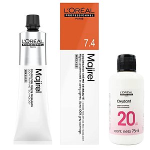 Loreal Majirel 7.4 Louro Acobreado + Oxidante 20vol 75ml