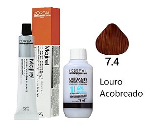 Loreal Majirel 7.4 Louro Acobreado + Oxidante 20vol 75ml