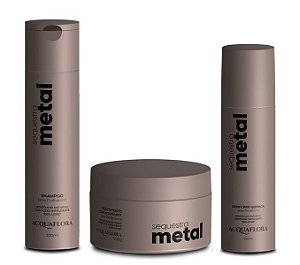 Acquaflora Sequestra Metal - Kit Shampoo Máscara e Spray Pré Química