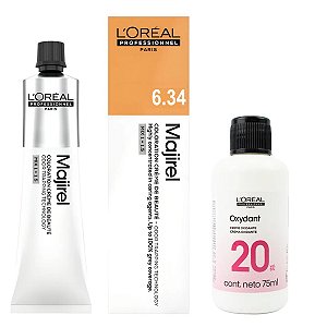 Loreal Majirel 6.34 Louro Escuro Dourado Acobreado + Oxidante 20vol 75ml