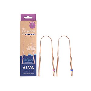 Alva Kit 2 Raspador de Língua 100% Cobre + Identificador