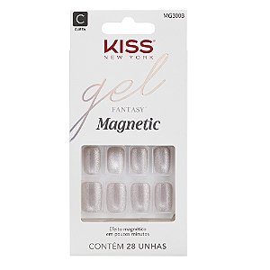 Kiss NY Unhas Postiças Quadrado Curto Gel Fantasy Magnetic - Crystal MG300B