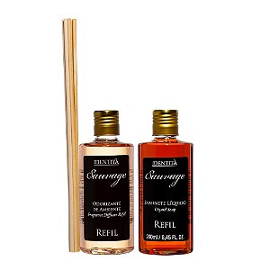 Identita Sauvage Onça -  Kit Refil Difusor + Sabonete Líquido Vanilla, Apricot e Mandarina