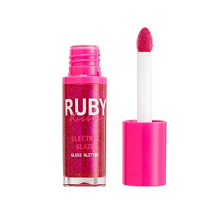 Ruby Kisses Gloss Glitter Electric Glaze - Cor Fuchsia