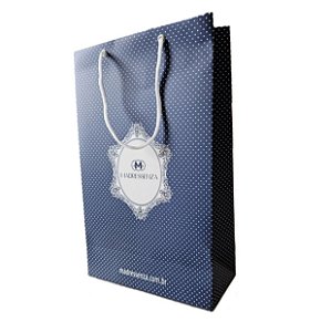 Madressenza Sacola G - Azul com Bolinhas Brancas