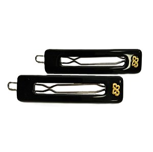 Bianca Kit com 2 Presilhas Oblong Retangulares Vazadas Preta 16 061 AB