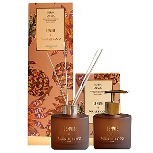 Lenvie Água de Coco Casa - Kit Difusor de Ambiente e Sabonete Líquido Terra do Sol