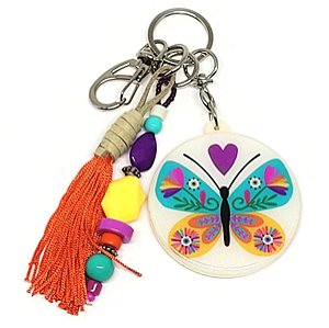 Chaveiro Resinado Borboleta Floral 4198