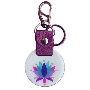 Chaveiro Couro Resinado Flor de Lótus 6005