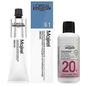 Loreal Majirel 9.1 Louro Muito Claro Acinzentado 60g + Oxidante 20vol 90ml