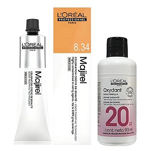 Loreal Majirel 8.34 Louro Claro Dourado Acobreado 60g + Oxidante 20vol 90ml