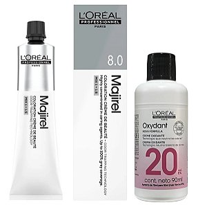 Loreal Majirel 8.0 Louro Claro Profundo 60g + Oxidante 20vol 90ml