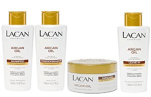 Lacan Argan Kit Shampoo Cond Leave-in 150ml e Máscara 90g