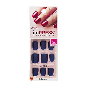 Kiss NY Impress Unhas Autocolantes Quadrado Curto - Follow Me Fosca