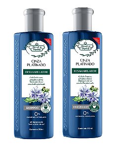 Flores e Vegetais Cinza Platinado - Kit Shampoo e Condicionador