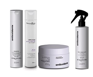 Acquaflora Antioxidante Cabelos Normais - Kit Shampoo Condicionador Máscara e Spray