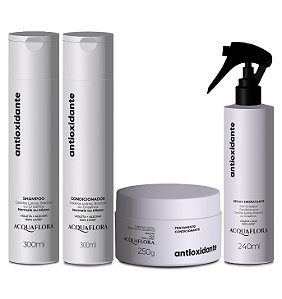 Acquaflora Antioxidante Cabelos Normais - Kit Shampoo Condicionador Máscara e Spray