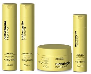 Acquaflora Hidratação Intensiva - Kit Shampoo Condicionador Máscara e Hidratante sem Enxágue