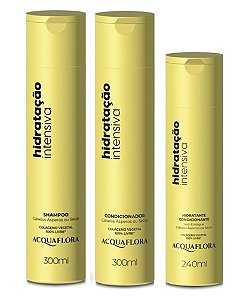 Acquaflora Hidratação Intensiva - Kit Shampoo Condicionador e Hidratante sem Enxágue