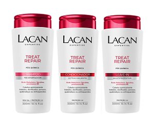 Lacan Treat Repair Pós Química - Kit Shampoo Condicionador e Leave-in