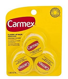 Hidratante Labial, Classic Medicated, Pote, Kit com 3 Unidades, Carmex