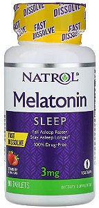Melatonina, 3 mg, Dissolução Rápida, Sabor Morango, 90 tabletes, Natrol