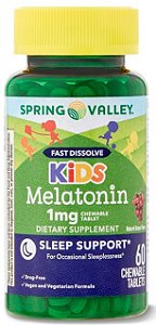 Melatonina Infantil, 1 mg, Dissolução Rápida, Sabor Uva, 60 Tabletes, Spring Valley