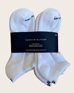 Kit com 6 Pares de Meias Invisíveis, Brancas, Tamanho 39 ao 44 BR, Tommy Hilfiger