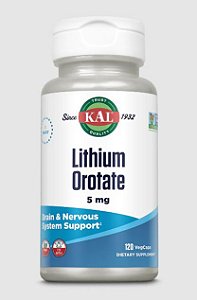 Lítio Orotato (Lithium Orotato), 5mg, 120 Cápsulas, Kal