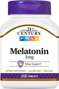 Melatonina, 3 mg, 200 comprimidos, 21st Century