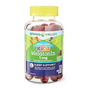 Melatonina Infantil, 1 mg, Zero Açúcar, Frutas Vermelhas, 120 Gomas, Spring Valley