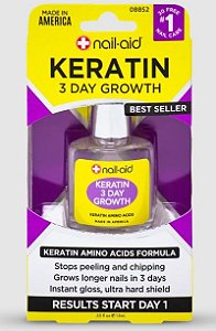 Base Fortalecedora de Unhas, Keratin 3 Day Growth, 15mL, Nail-Aid