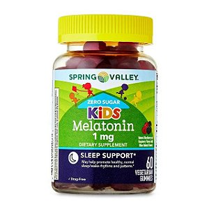 Melatonina Infantil, 1 mg, Zero Açúcar, Frutas Vermelhas, 60 Gomas, Spring Valley
