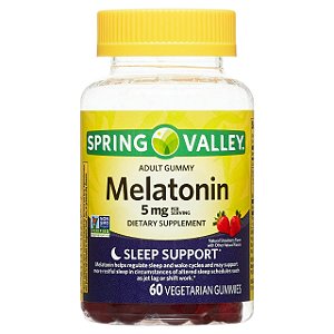 Melatonina, 5 mg, Sabor Morango, 60 Gomas, Spring Valley