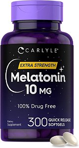 Melatonina, 10 mg, 300 Cápsulas Gel de Liberação Rápida, Carlyle