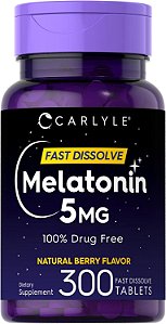 Melatonina, 5 mg, Dissolução Rápida, Sabor Frutas Vermelhas, 300 Tabletes, Carlyle