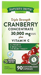 Cranberry com Vitamina C, 30.000 mg, 90 Cápsulas, Nature's Truth