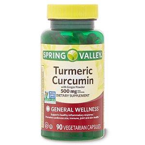 Cúrcuma Curcumina com Gengibre, 500 mg, 90 Cápsulas, Spring Valley