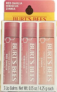 Protetor Labial com Cor, Kit com 3 unidades, Burt's Bee
