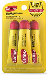 Hidratante Labial, Classic Medicated, Bisnaga, Kit com 3 Unidades, Carmex