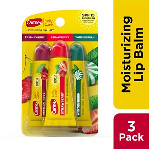 Hidratante Labial, Daily Care, Bisnaga com Sabores, Kit com 3 Unidades, Carmex