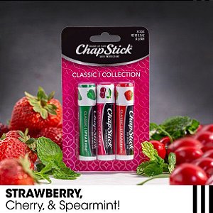 Hidratante Labial, Sticks Sabores, Kit com 3 unidades, ChapStick