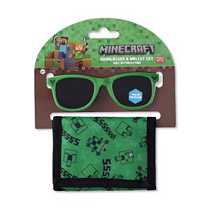 Conjunto Óculos de Sol + Carteira, Infantil, Minecraft
