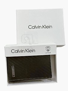 Carteira Trifold Masculina, Couro Texturizado Preta, Calvin Klein
