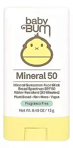 Protetor Solar Mineral Stick para Bebês, FPS 50, 13 g, Baby Bum